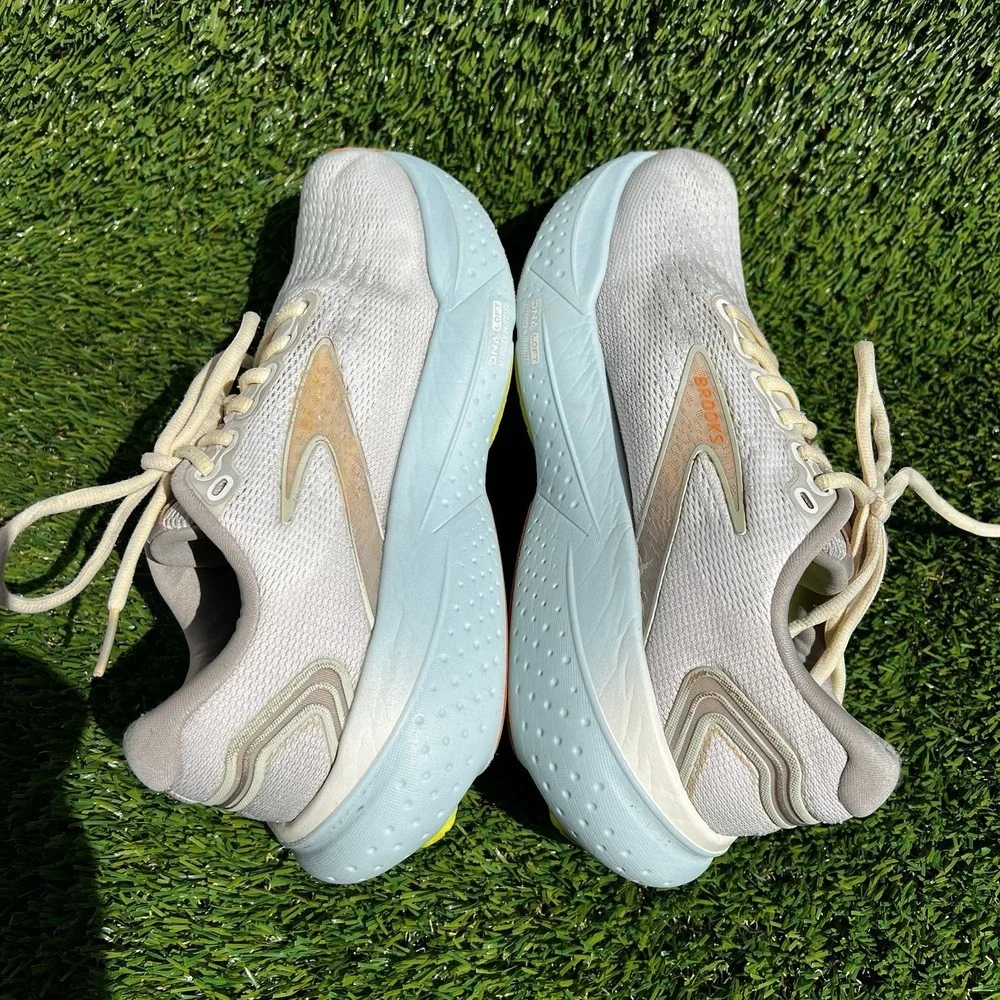 Brooks Shoes Women Size 7.5 Glycerin GTS 21 Running Coconut/Aqua Sneakers